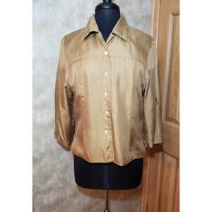 Anne Carson size large brown silk long sleeve blouse